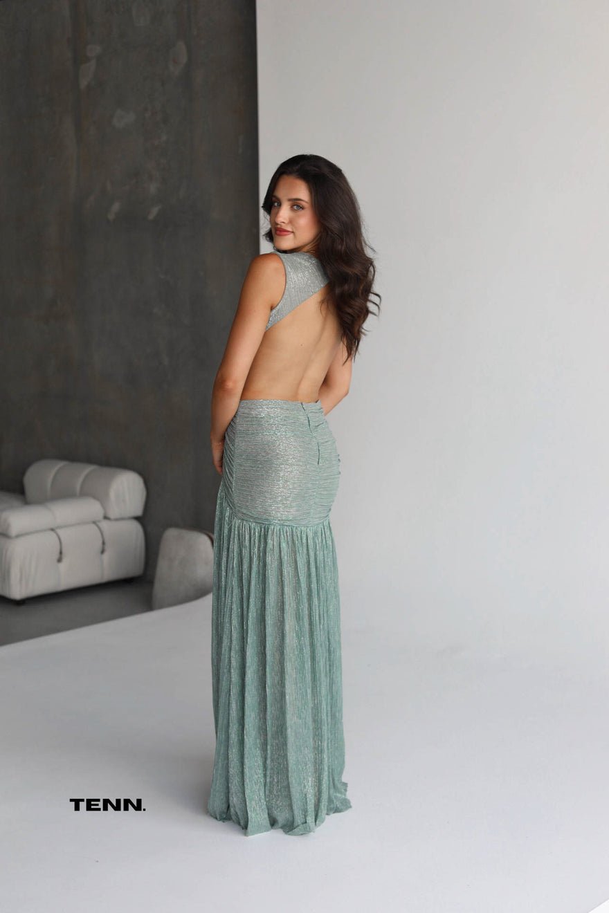 Patbo Lurex Cut Out Gown - Seafoam photo 2