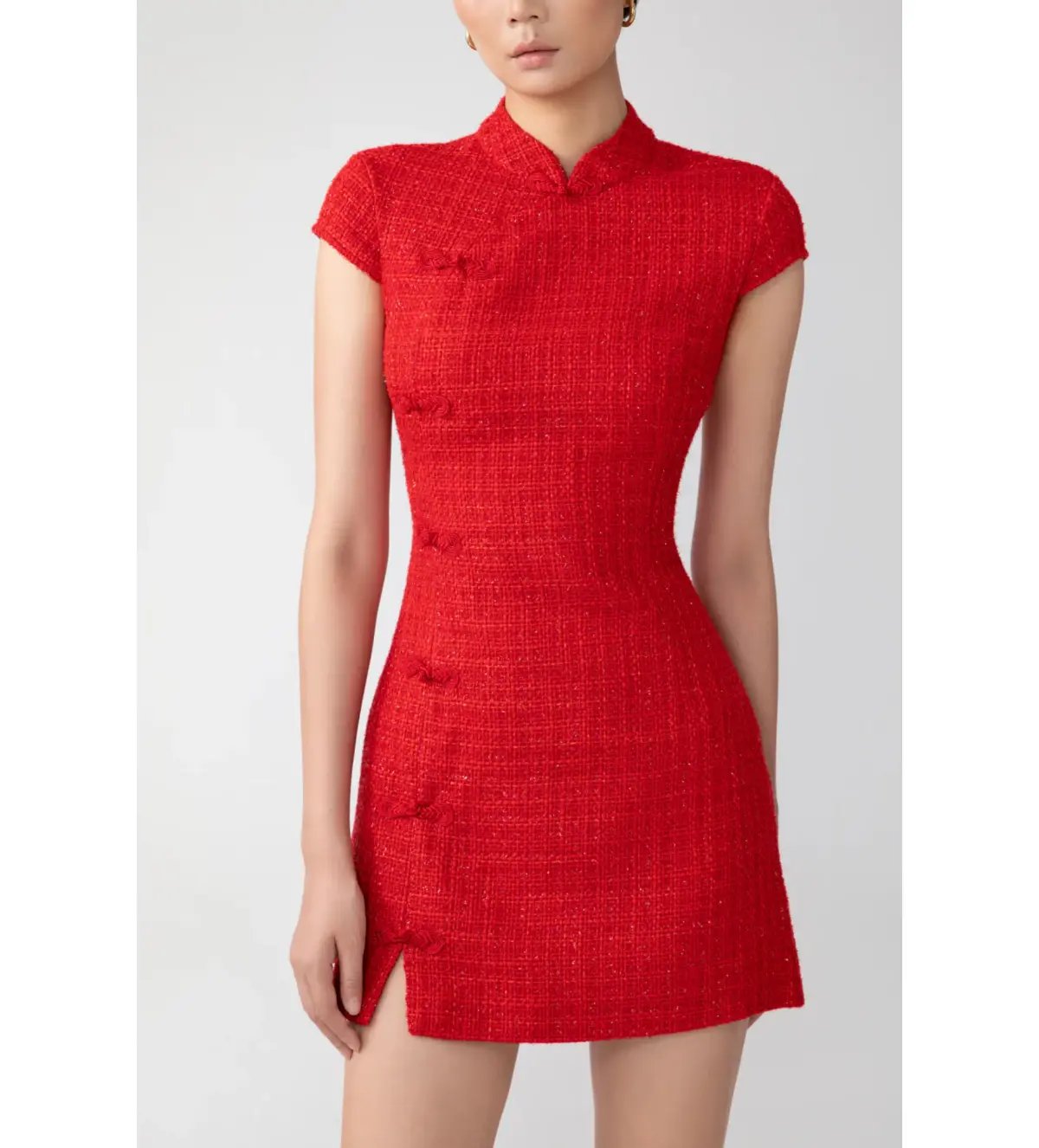 Sau Lee Natasha Tweed Mini Dress in Red Size 8 photo 3