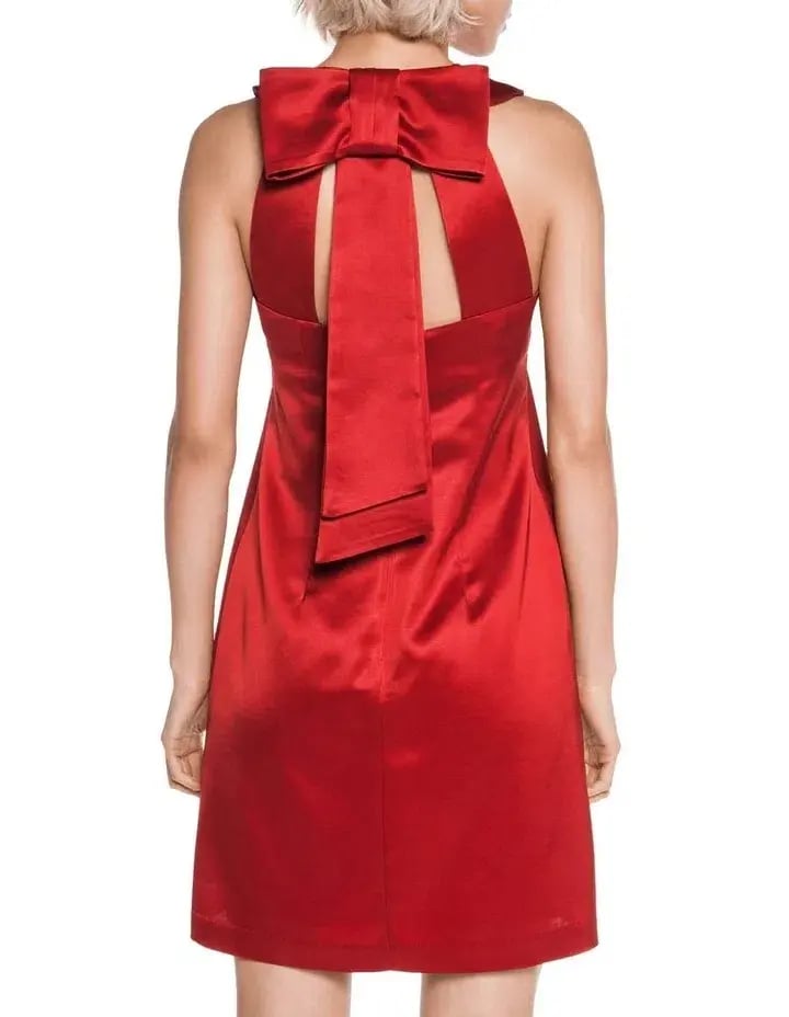 Cue Wool Satin Shift Dress Red Size 6 photo 2