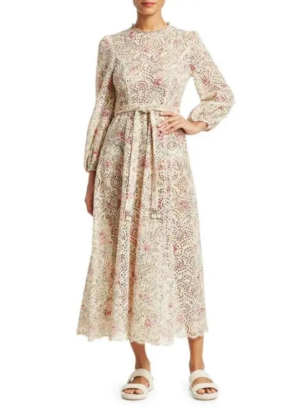 Zimmermann Honour High Neck Dress Cream Floral Size 1/AU 10 photo 2
