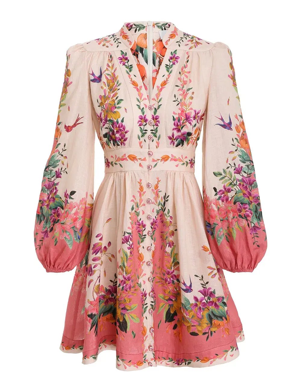 Zimmermann Tropicana Plunge Mini Dress Print Size 14 photo 3