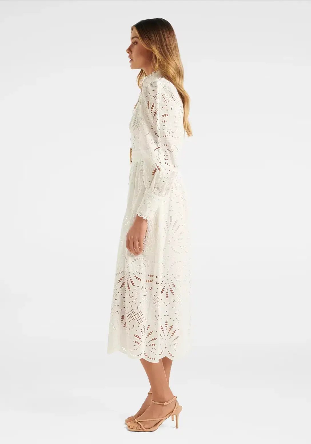 Forever New Fifi Broderie Midi Shirt Dress White Size S / AU 8 photo 2