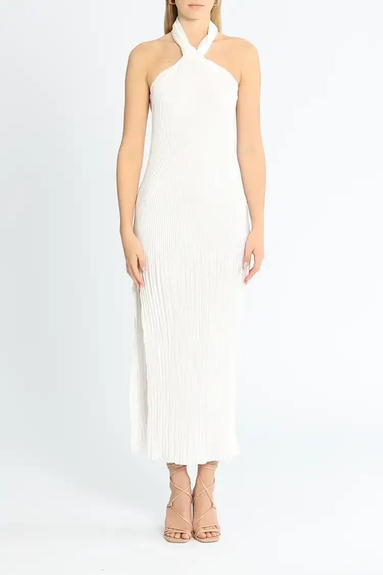 Lidee Soiree Halter Gown in White Size 8 photo 4