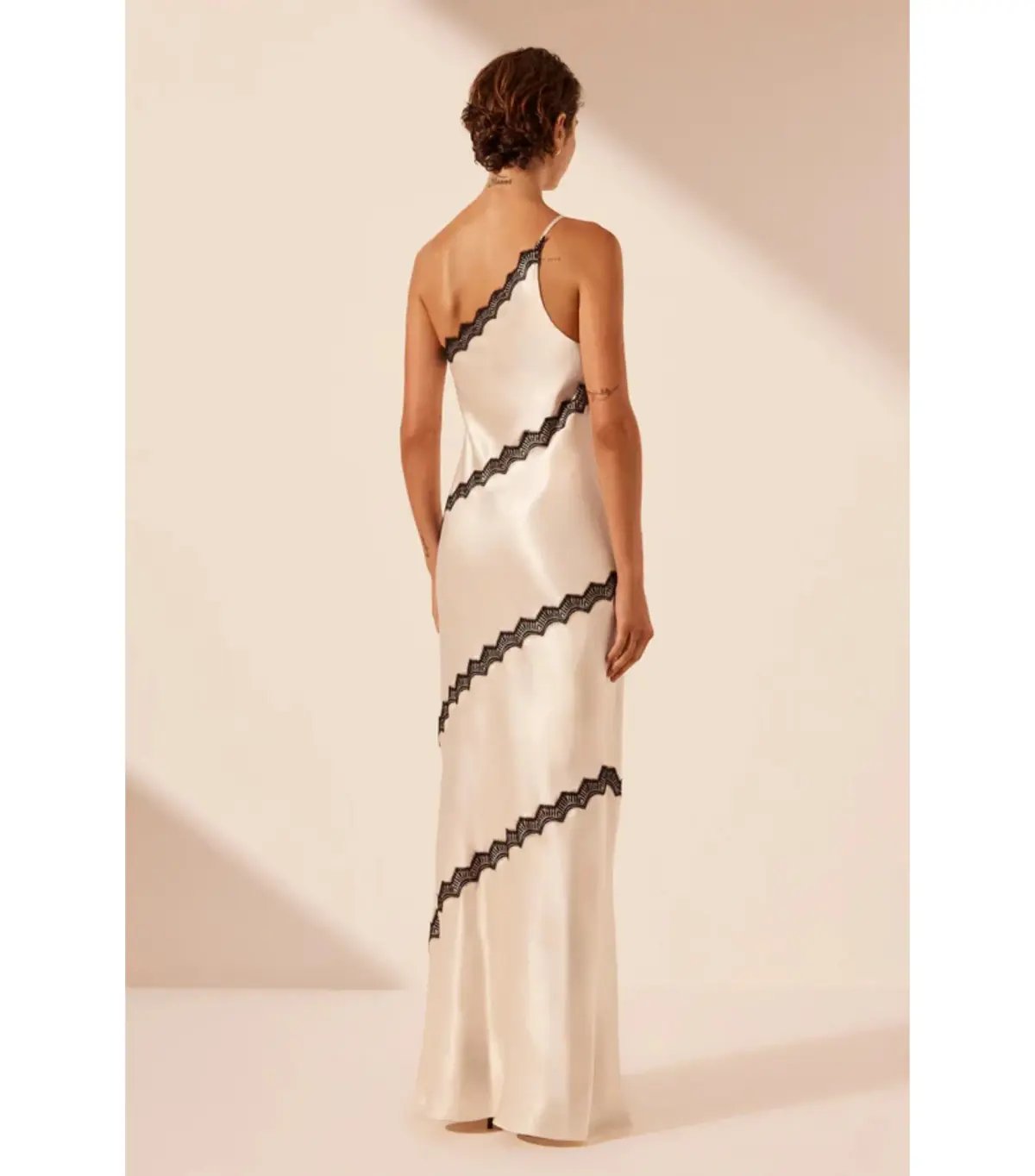 Shona Joy Camille Lace Asymmetrical Maxi Dress Cream/Black Size S / AU 8 photo 2