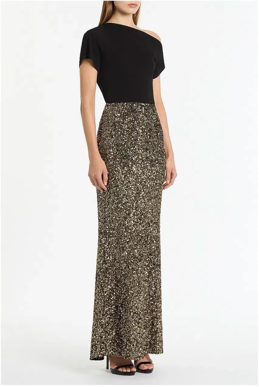 Carla Zampatti Bronze Crushed Sequin Column Skirt Size AU 12 photo 3