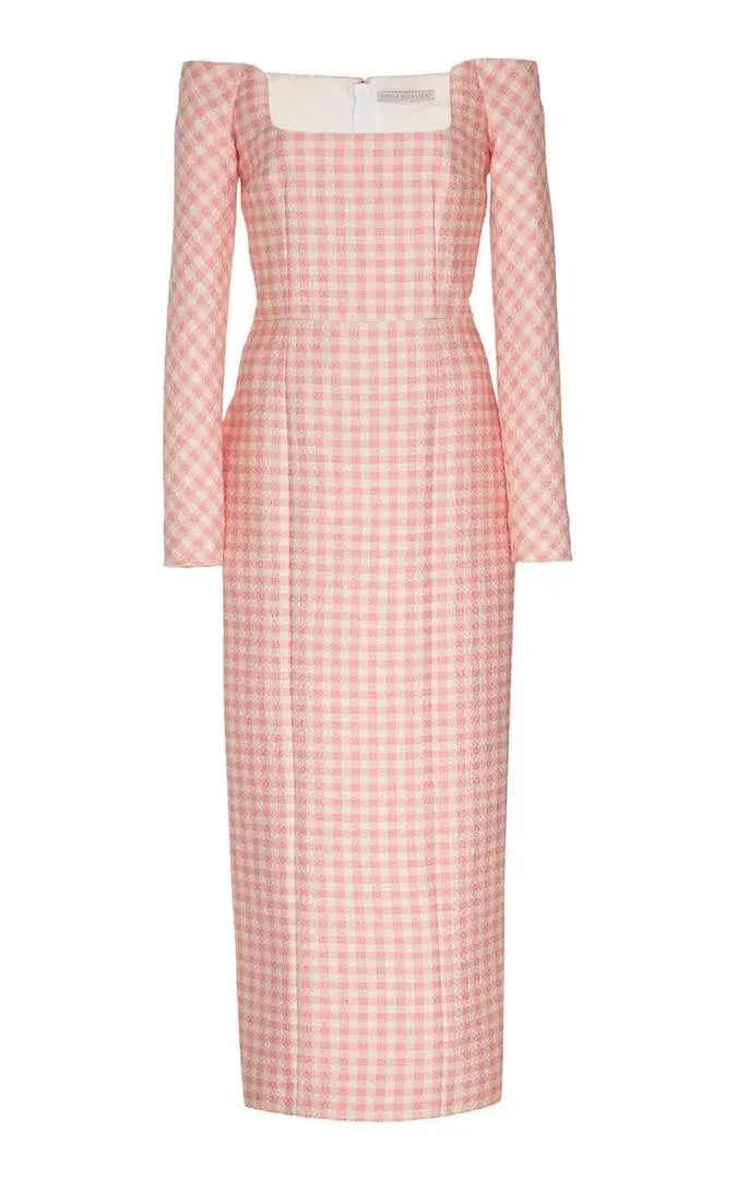 Emilia Wickstead Birch Midi Dress Pink Gingham Size 6 photo 7