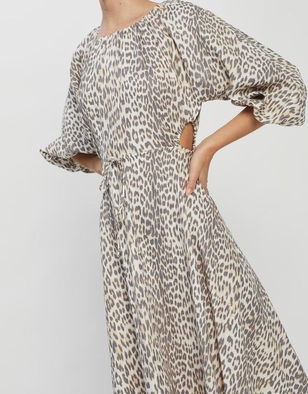 Bec & Bridge Ocelot Linen Midi Dress Print Size 8 photo 6