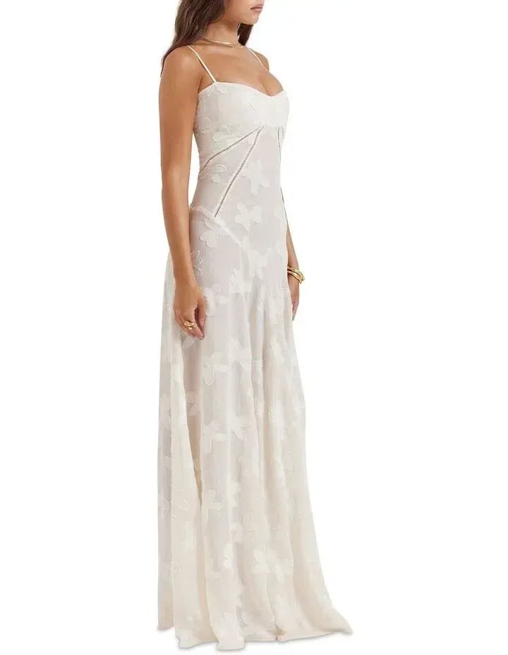 House of CB Seren Floral Lace Back Dress Vintage Cream Size S / AU 8 photo 4