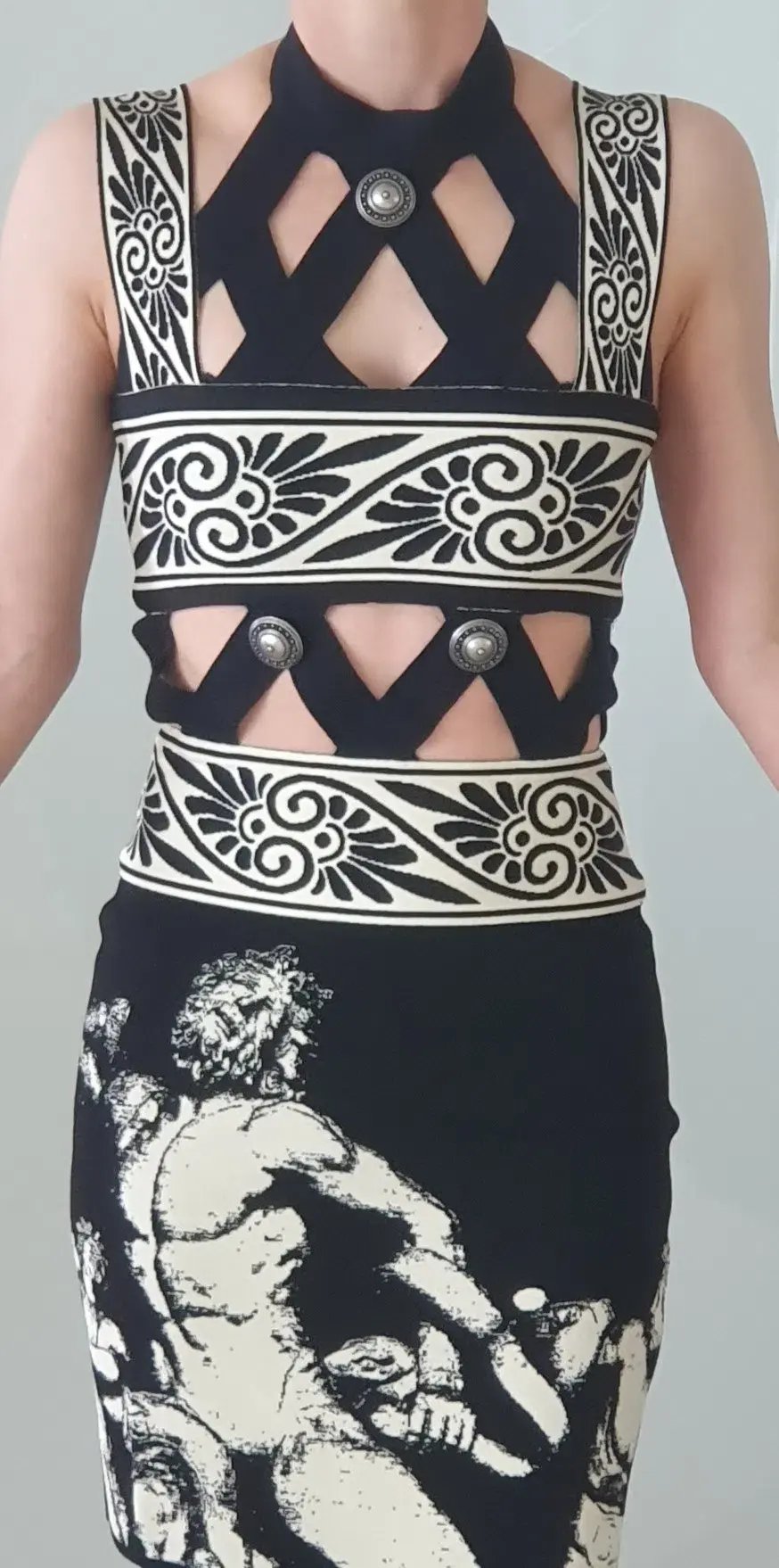 Fausto Puglisi Diamond Cutout Knit Mini Dress Print Size 36 / AU 6 photo 4