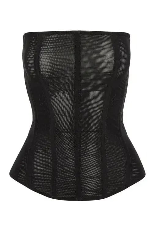 Leau White Muse Mesh Corset Top Black Size 10 photo 3