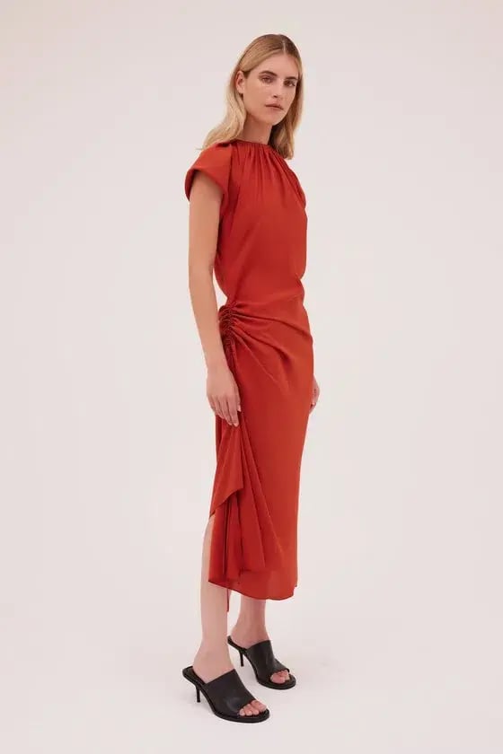 Bianca Spender Rust Satin Cosby Dress Size 10 photo 3