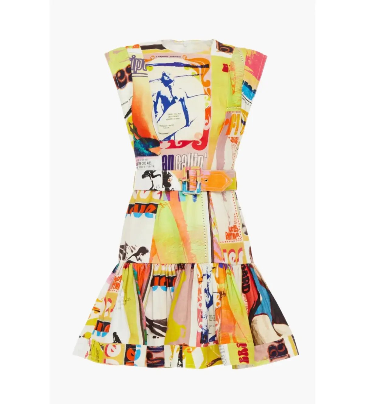 Zimmermann Brightside Fluted Mini Dress Multi Print Size 3/AU 14 photo 8