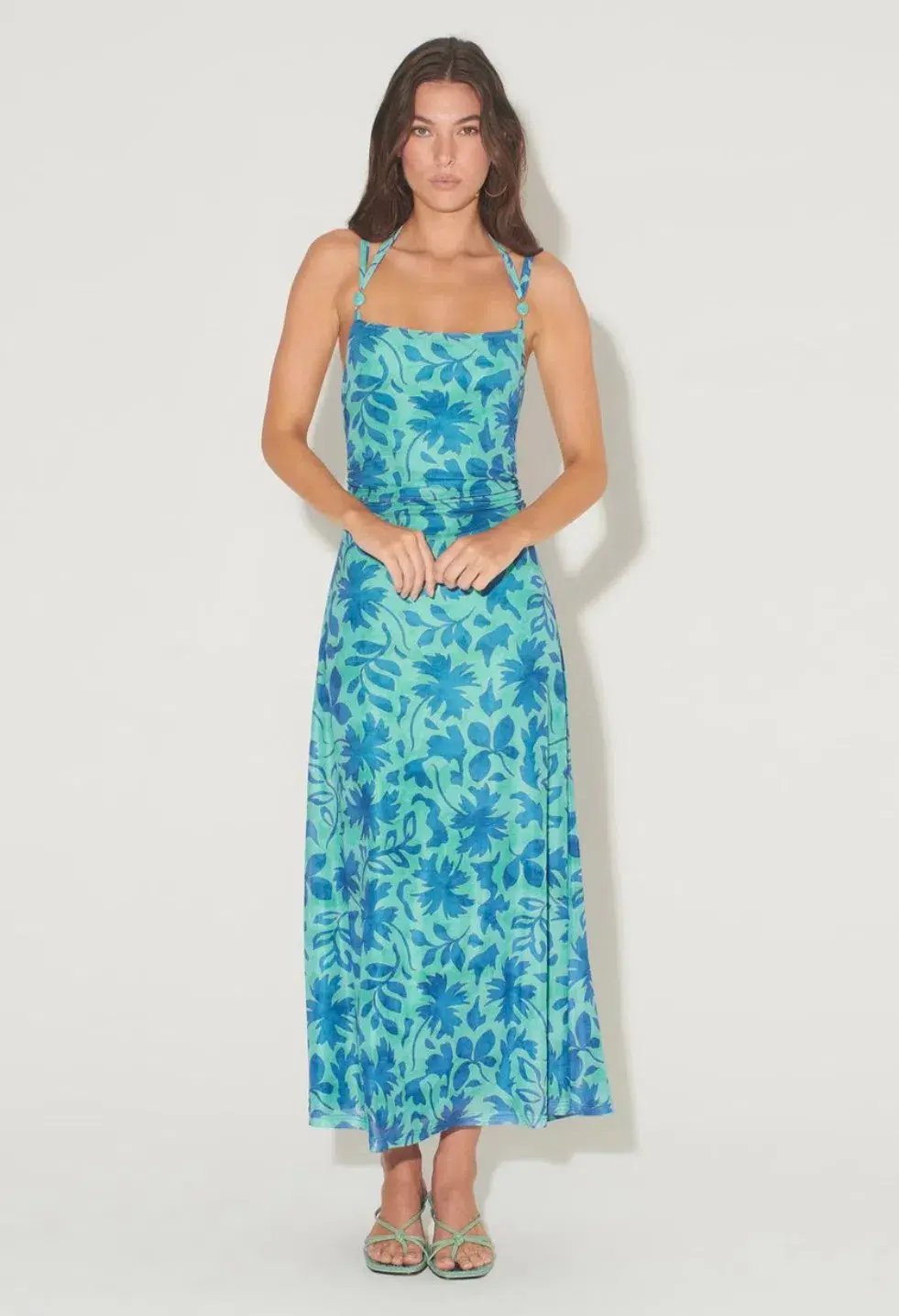 Hansen and Gretel Odessa Dress Aqua Leaf Size 6 photo 4