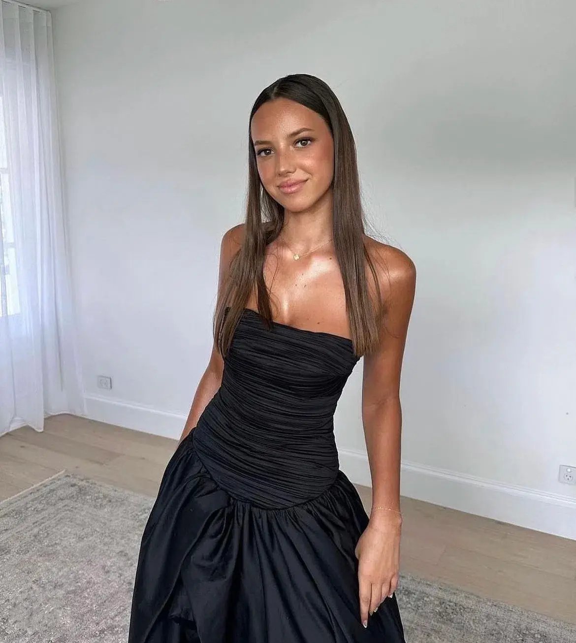 Aje Violette Bubble Hem Maxi Dress Black Size 8 photo 3