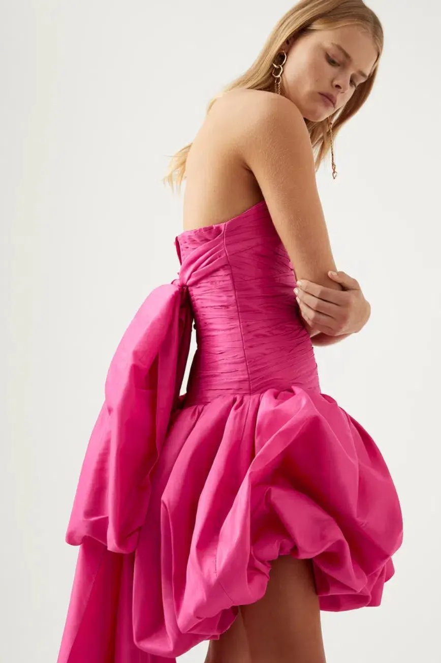 Aje Piacere Bubble Hem Mini Dress in Fuchsia - Size 10 photo 2