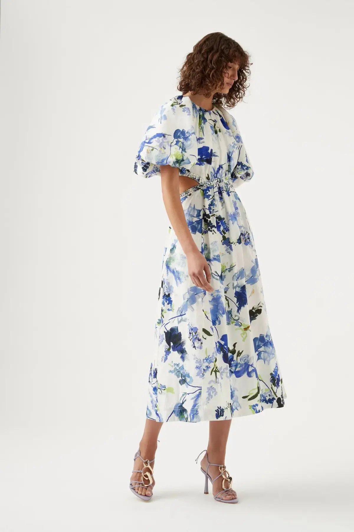Aje Capucine Puff Sleeve Midi Dress Lavenders of Provence Size 14 photo 2