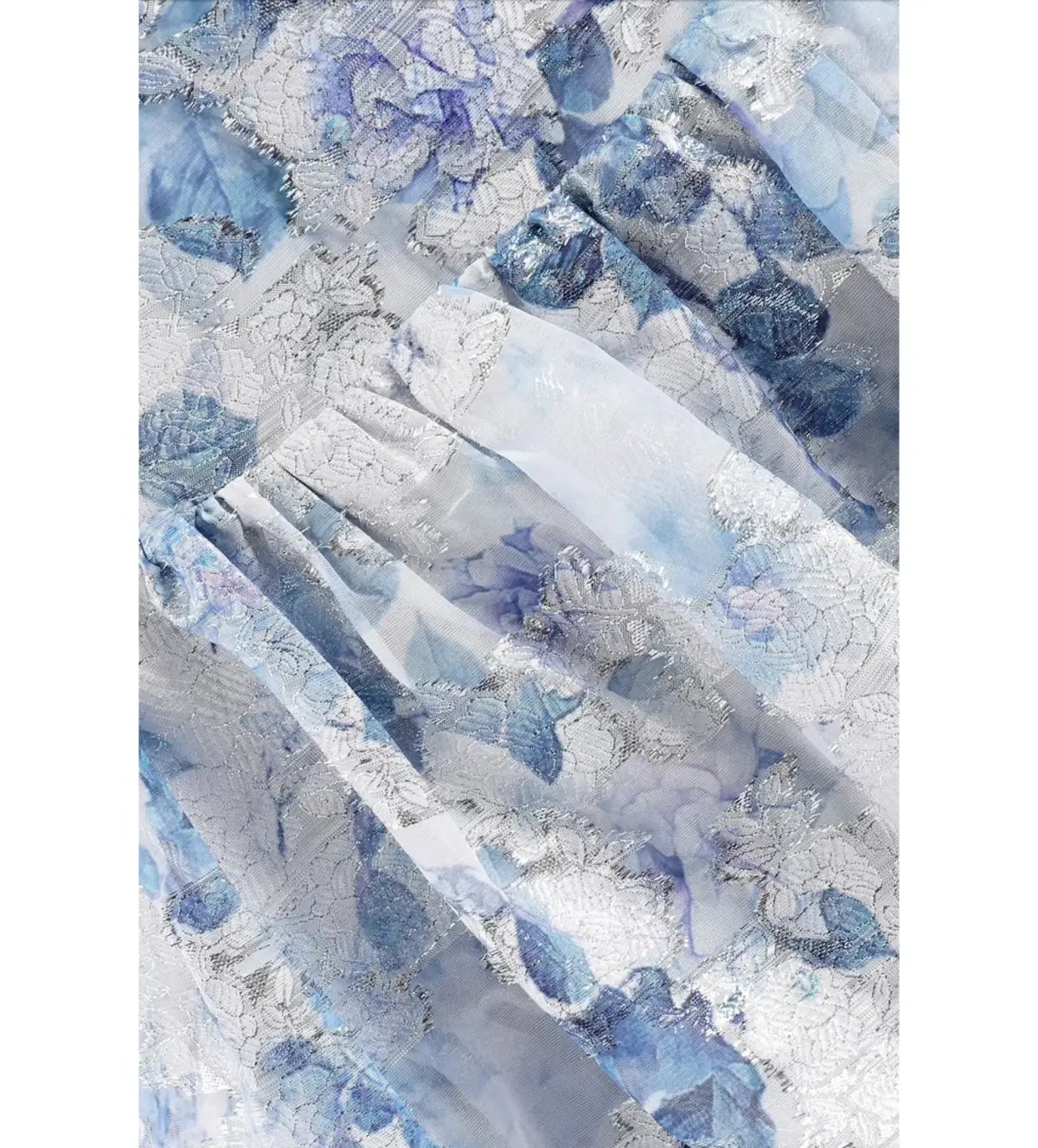 Marchesa Notte Tiered Velvet-Trimmed Fil Coupé Organza Dress in Sky Blue Size 10 photo 3