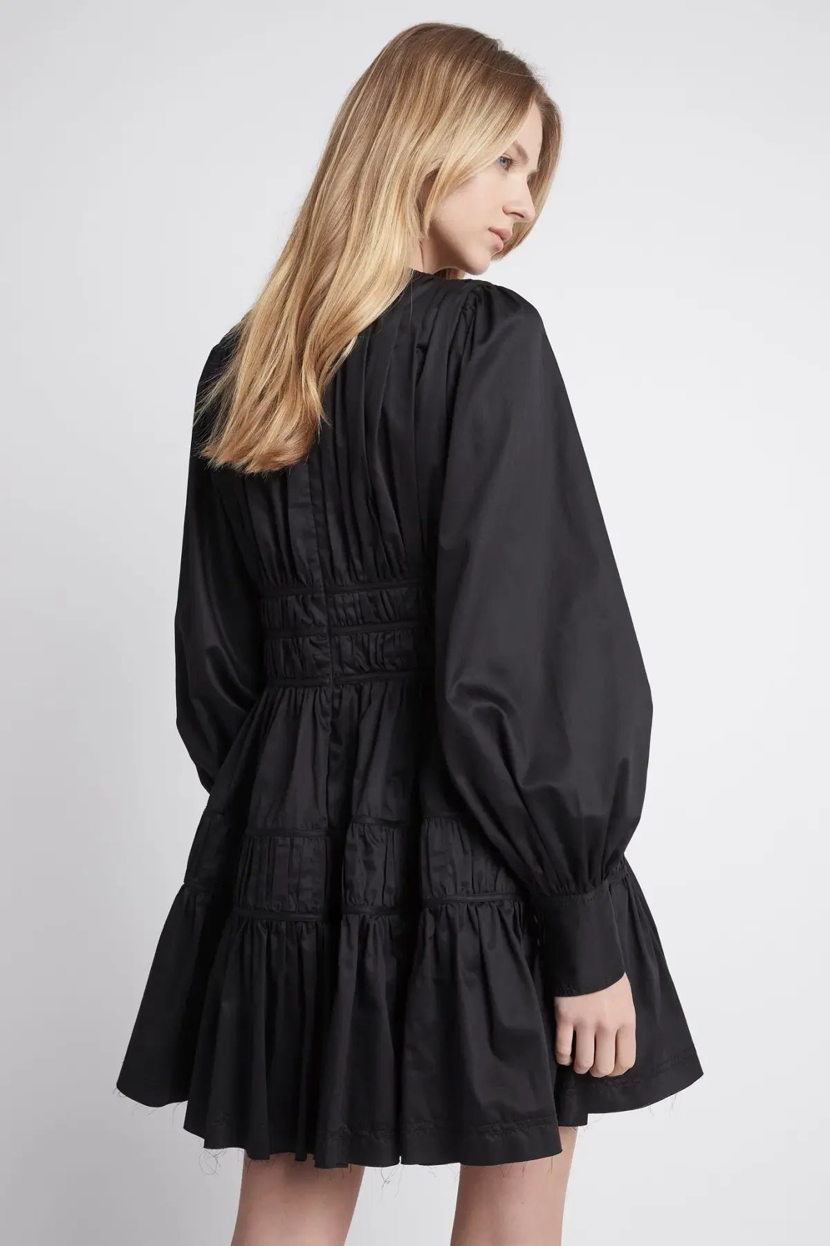 AJE Fallingwater Gathered Mini Dress Black Size 6 photo 3