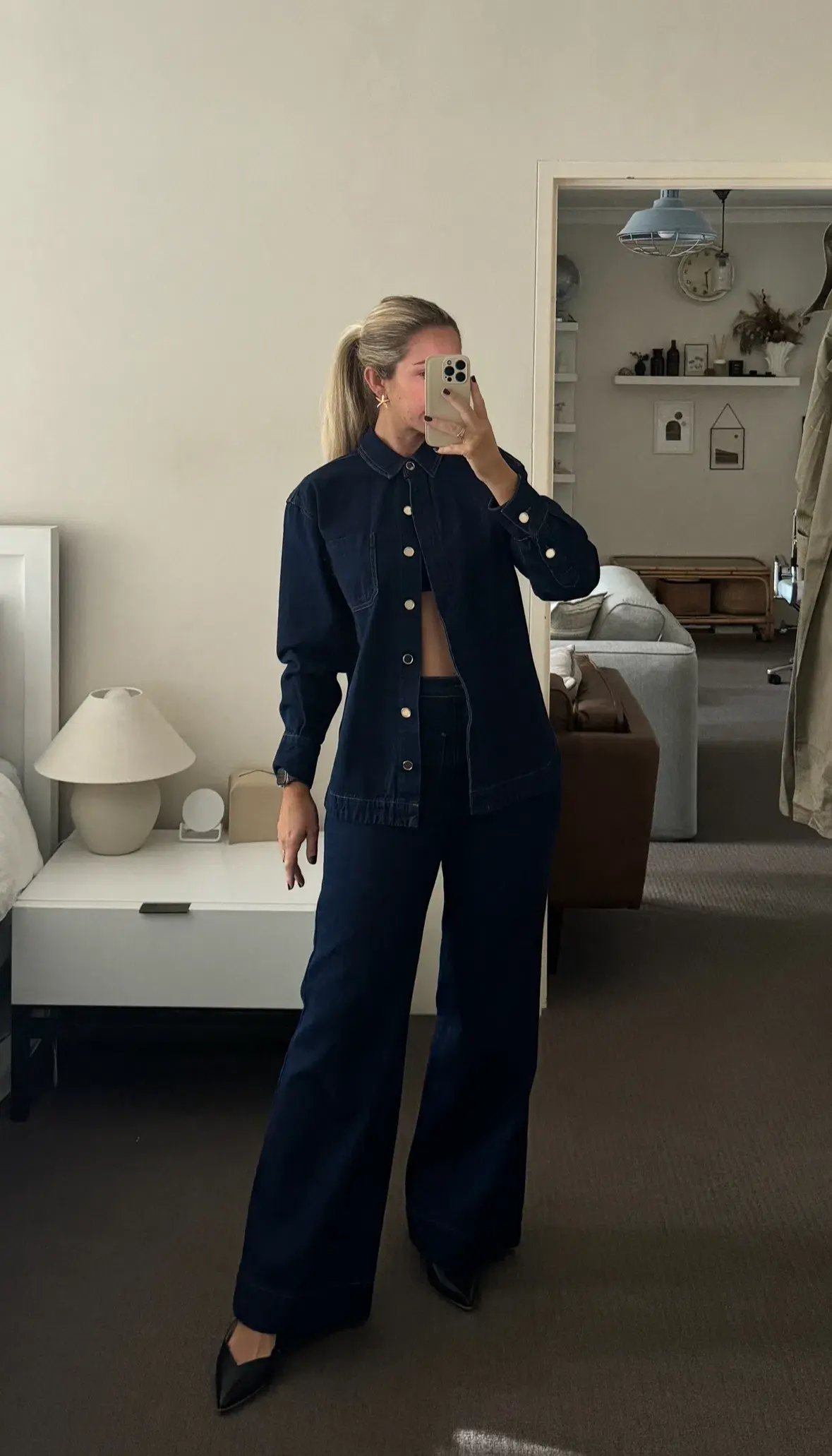 Seed Heritage Denim Classic Shirt Size 6 & Pocket High Waisted Jeans Size 10 Set Neptune Wash photo 7