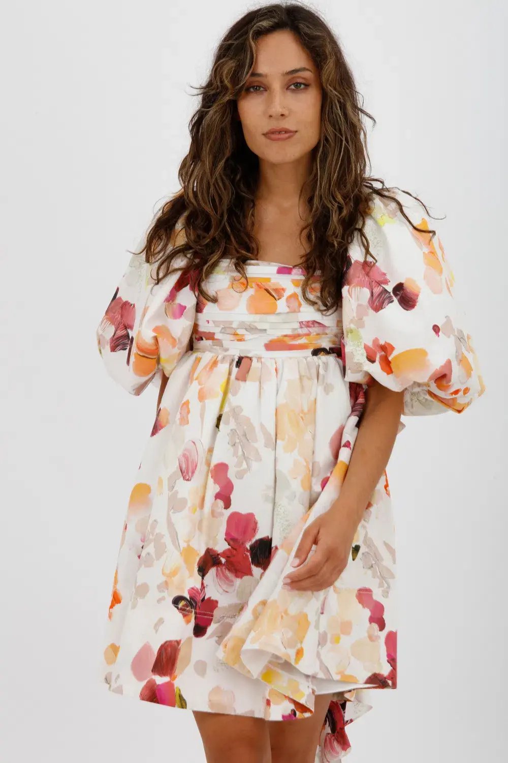 AJE Dassia Puff Sleeve Mini Dress Floral Print Size 10 photo 8