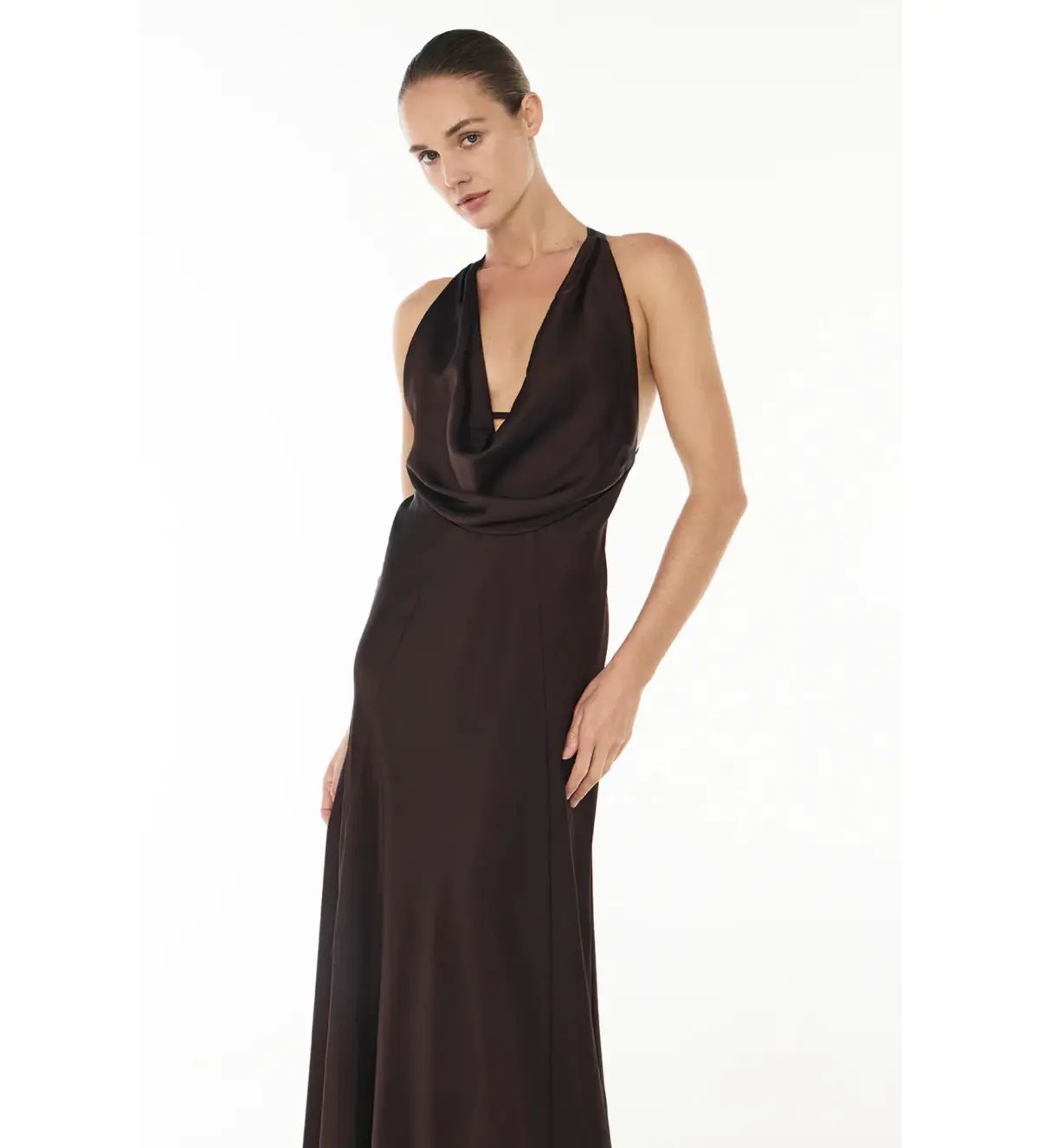 Manning Cartell Charmed Cowl Slip Dress In Dark Chocolate Size AU 8 photo 3