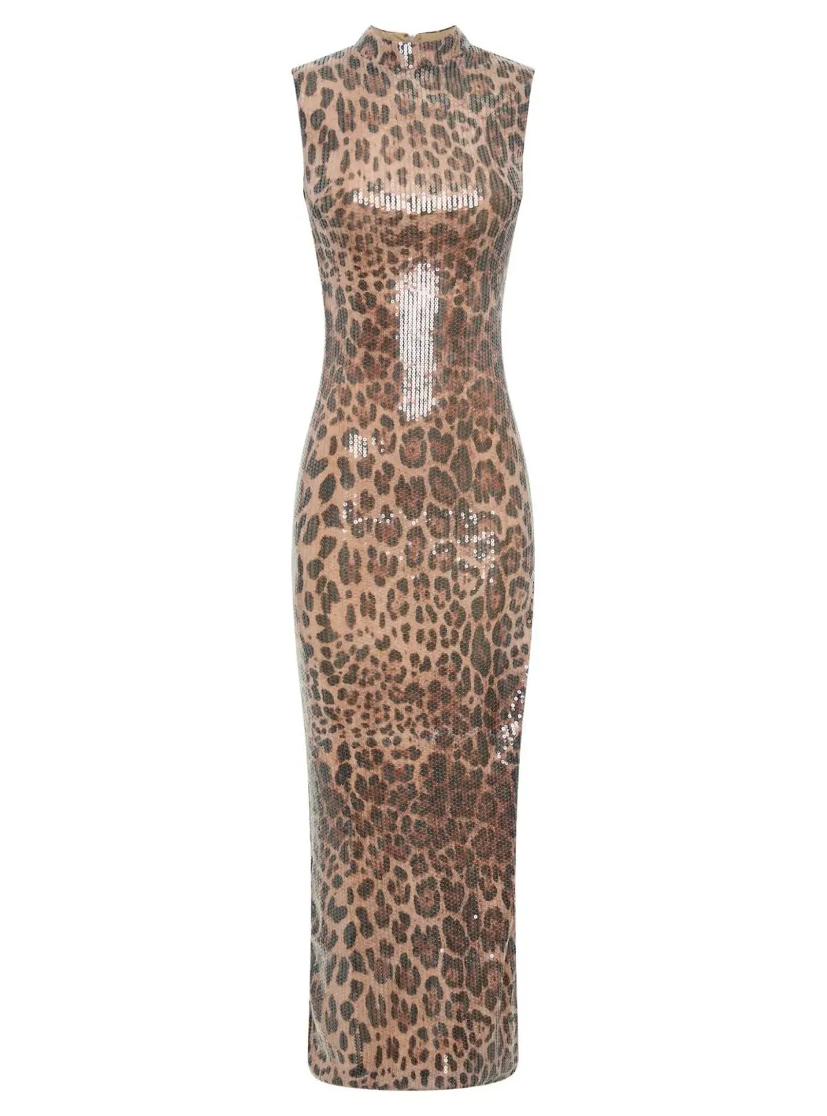 Meshki Veronica Sequin Midi Dress in Leopard Print Size 8 photo 3