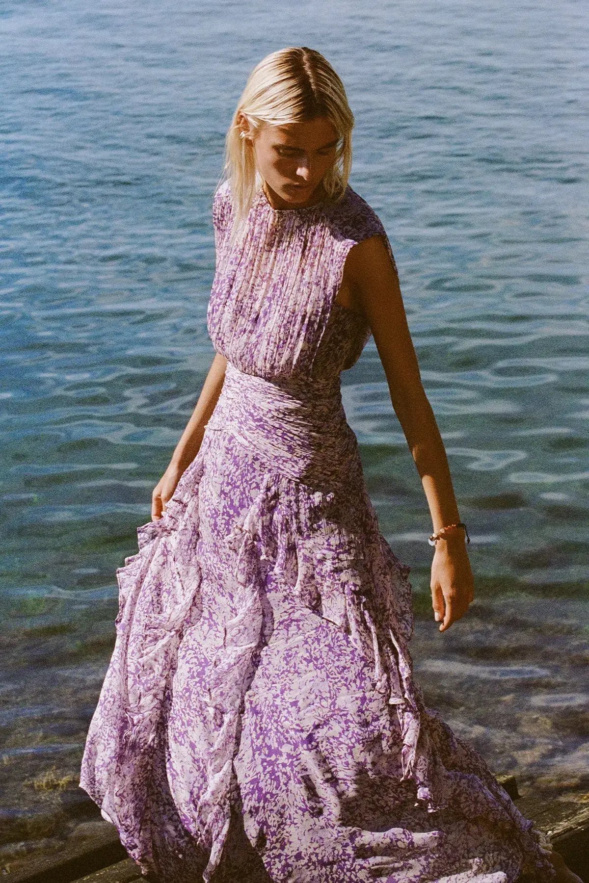 Shona Joy Aurier Round Neck Sleeveless Maxi Dress Purple Size AU 8 photo 4