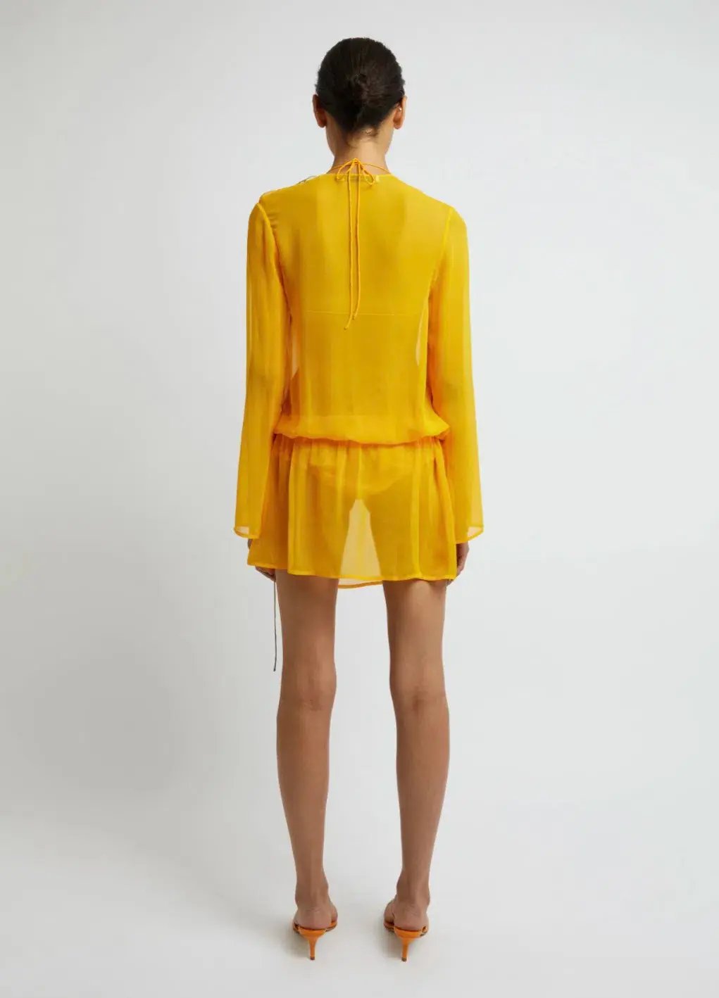 Christopher Esber Silk Springs Side Tie Dress Mango Yellow Size 8 photo 3