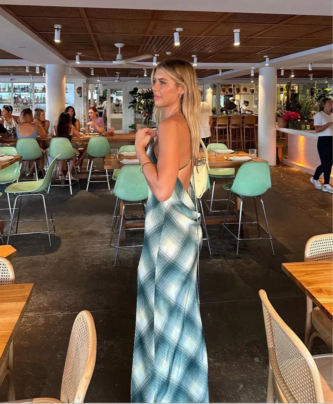 Bec & Bridge Edie Split Maxi Dress Teal Print Size AU 8 photo 4