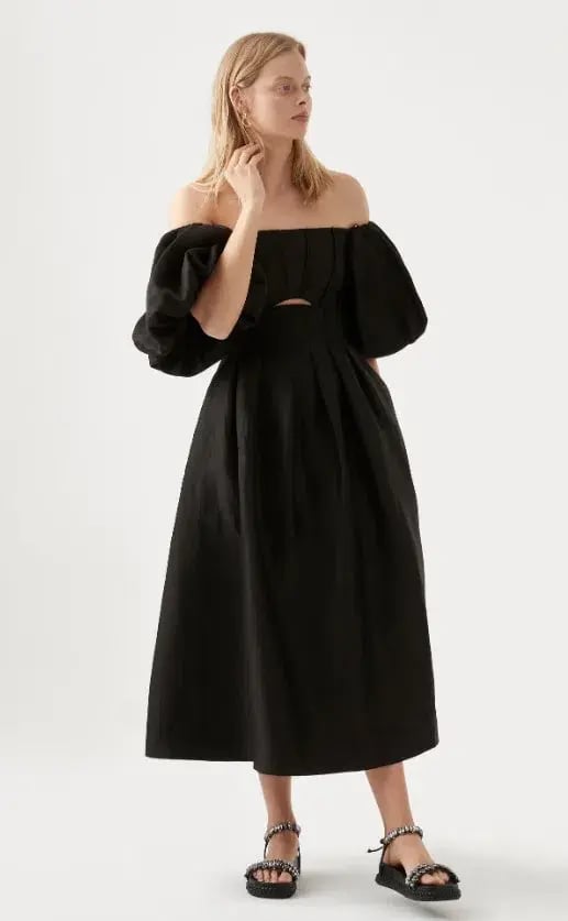 Aje Eugenie Off Shoulder Midi Dress Black Size 10 photo 3