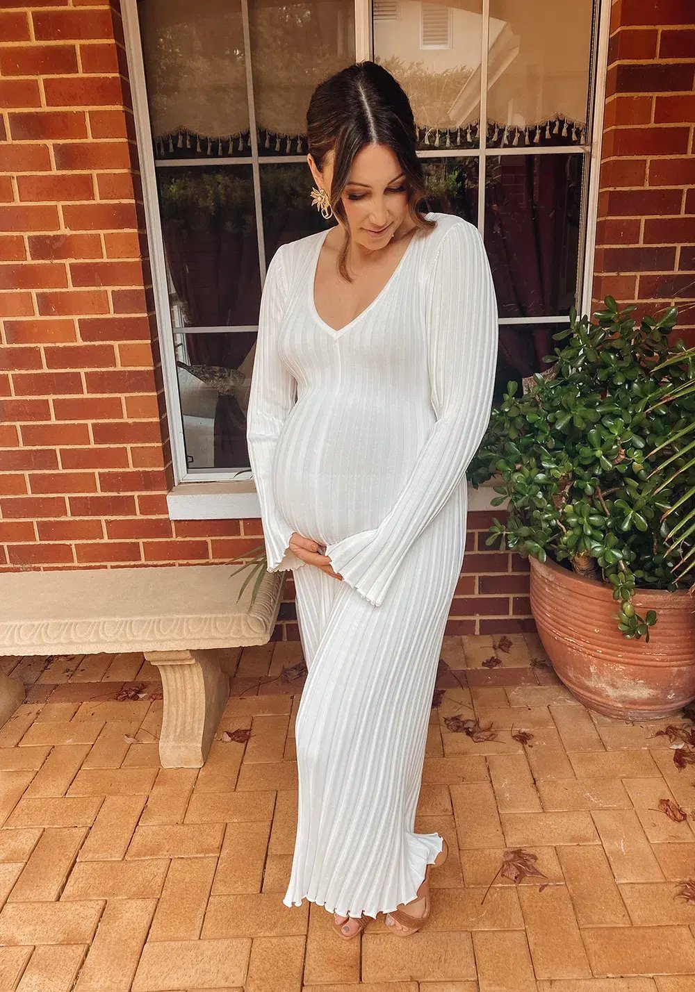 DISSH Reign Sleeve Knit Midi Dress White Size S photo 6