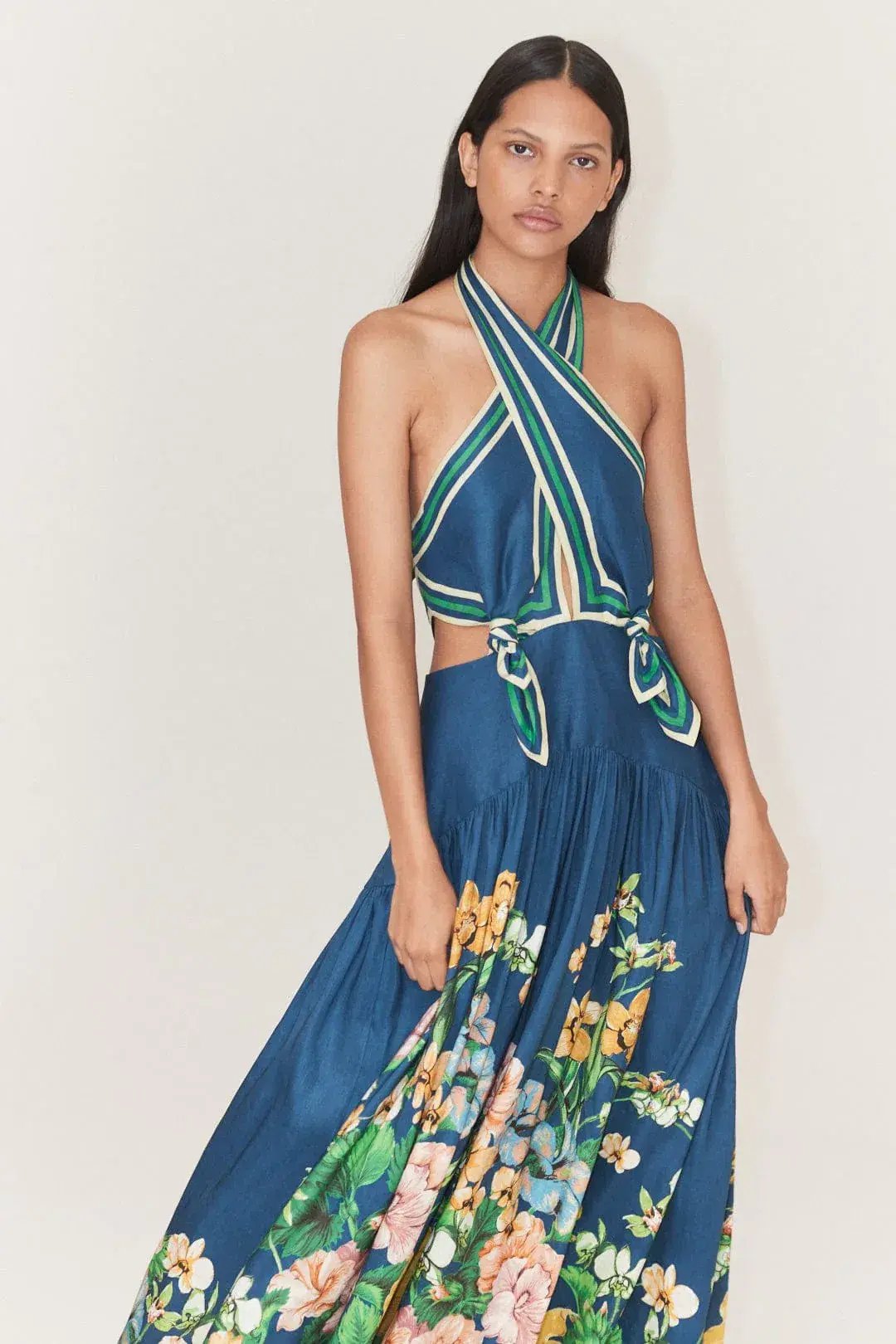 Alemais Lyla Halter Midi Dress in Royal Blue Cutout Size AU 12 photo 10