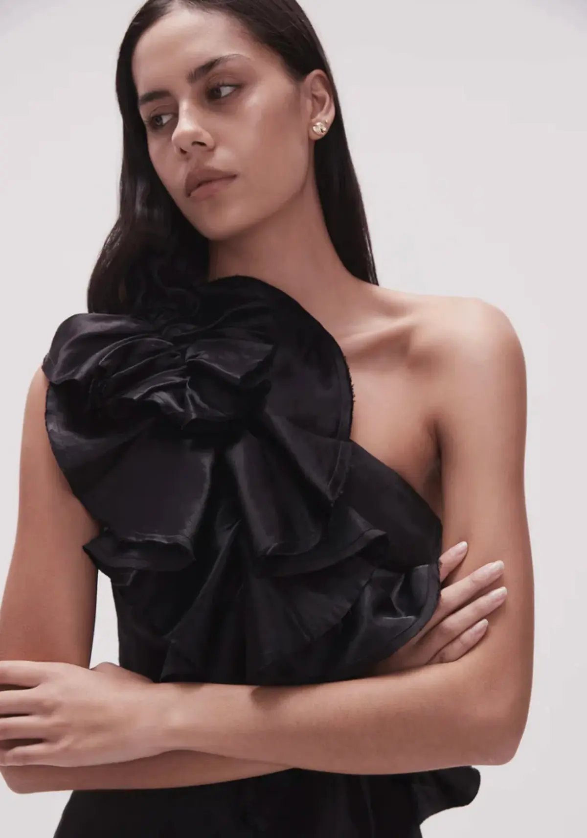Aje Adelia Ruffle Midi Dress Black Size 8 photo 2