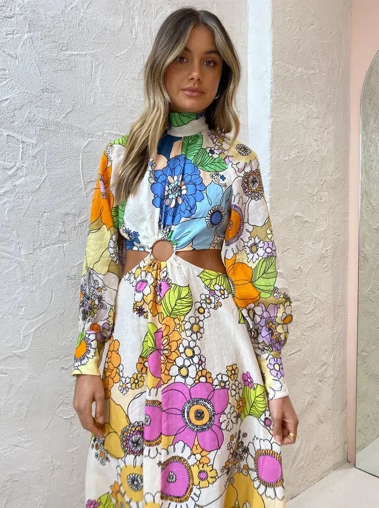 Alemais Farrah Cut Out Dress Multi Size AU 10 photo 4