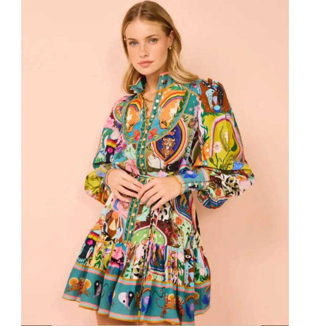Alemais Evergreen Mini Dress Multi Size AU 8 photo 2