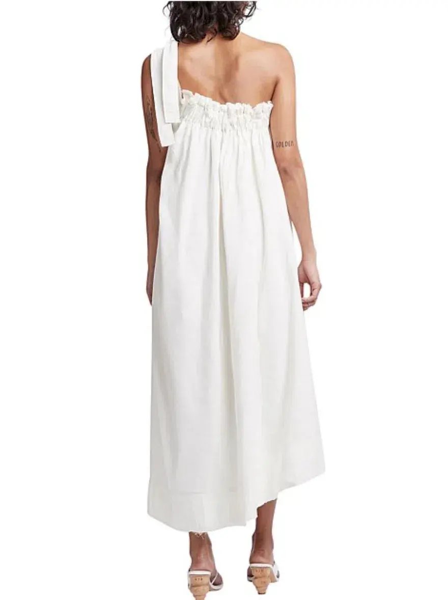 Aje Rarity One Shoulder Midi Dress White Size 10 photo 3