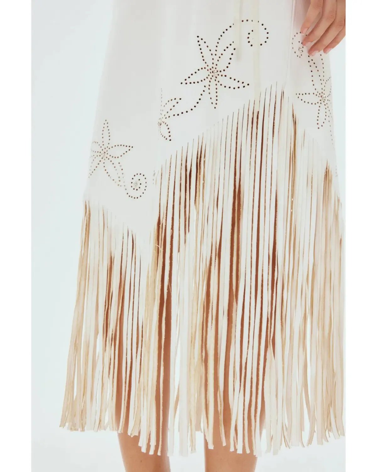 Alemais Barbara Fringe Skirt in White Size AU 10 photo 4