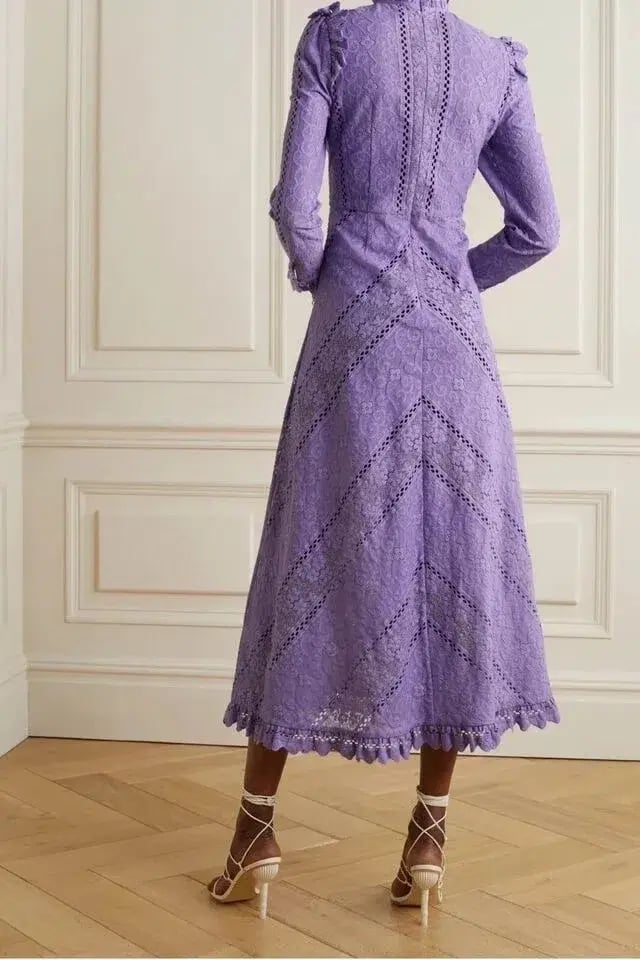 Zimmermann Brighton Lace Panelled Dress Lilac Size 3 / AU 14 photo 2