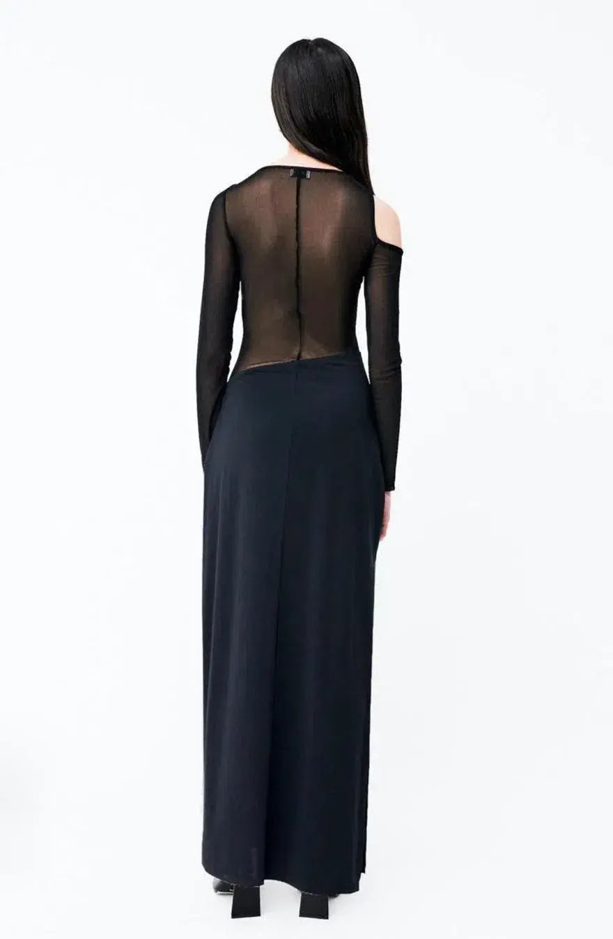 SUBOO Rodin Long Sleeve Mesh Kersey Maxi Dress Black Size XS/Au 6 photo 3