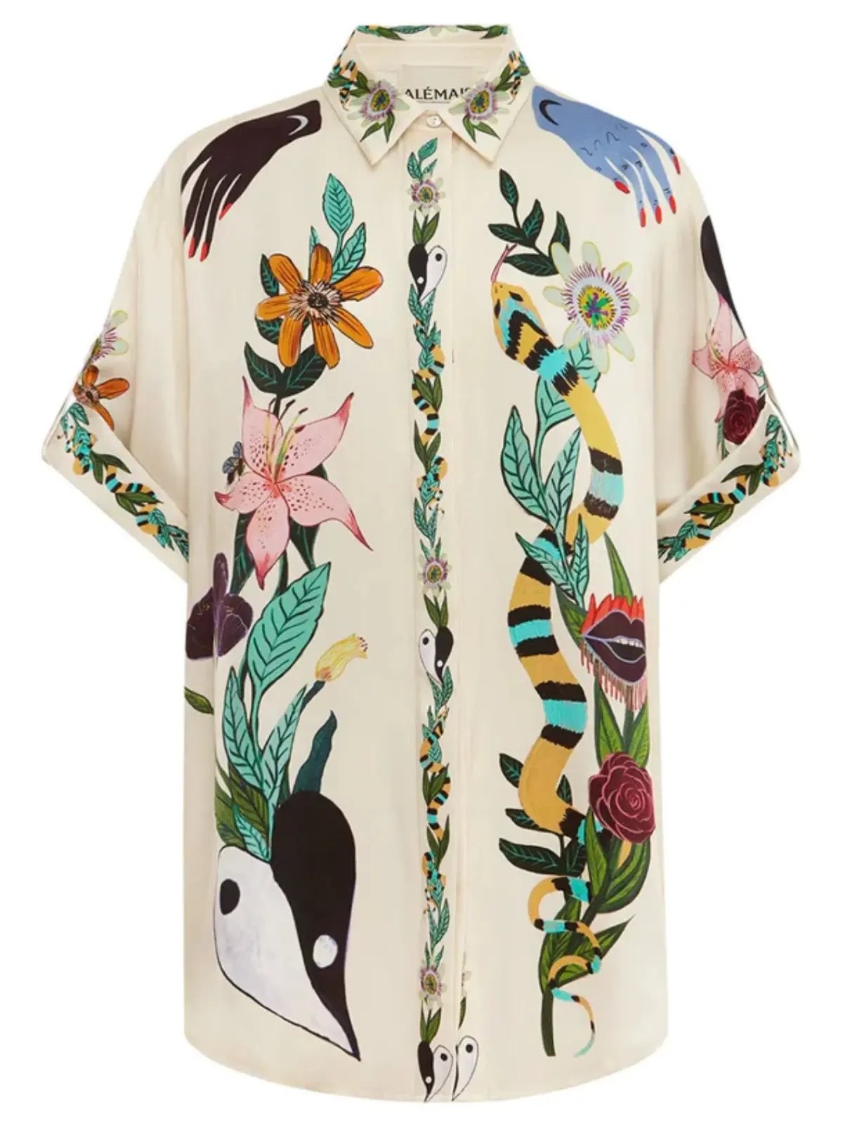 Alemais Meagan Silk Pant Size 10 And Oversized Shirt Size 8 Set Print photo 4