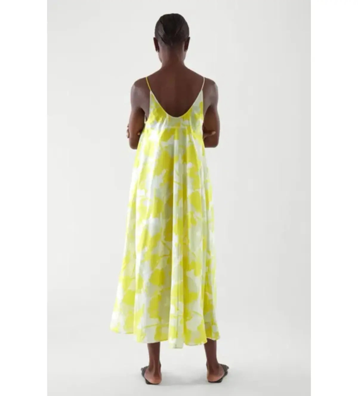 COS Long Slip Midi Dress Yellow Print Size 8 (fits up to small 10) photo 5
