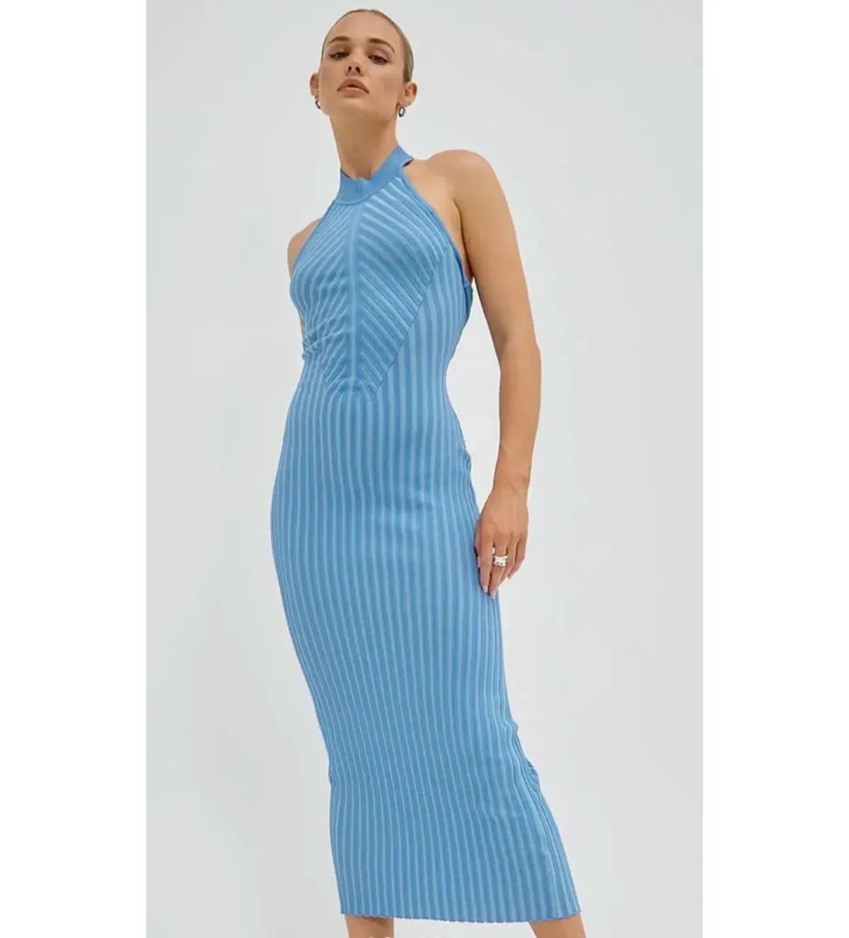 Sovere Intwine Reversible Knit Midi Dress Blue Size 10 photo 3
