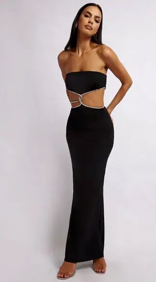 Meshki Billie Strapless Maxi Dress Black Size 10 photo 3