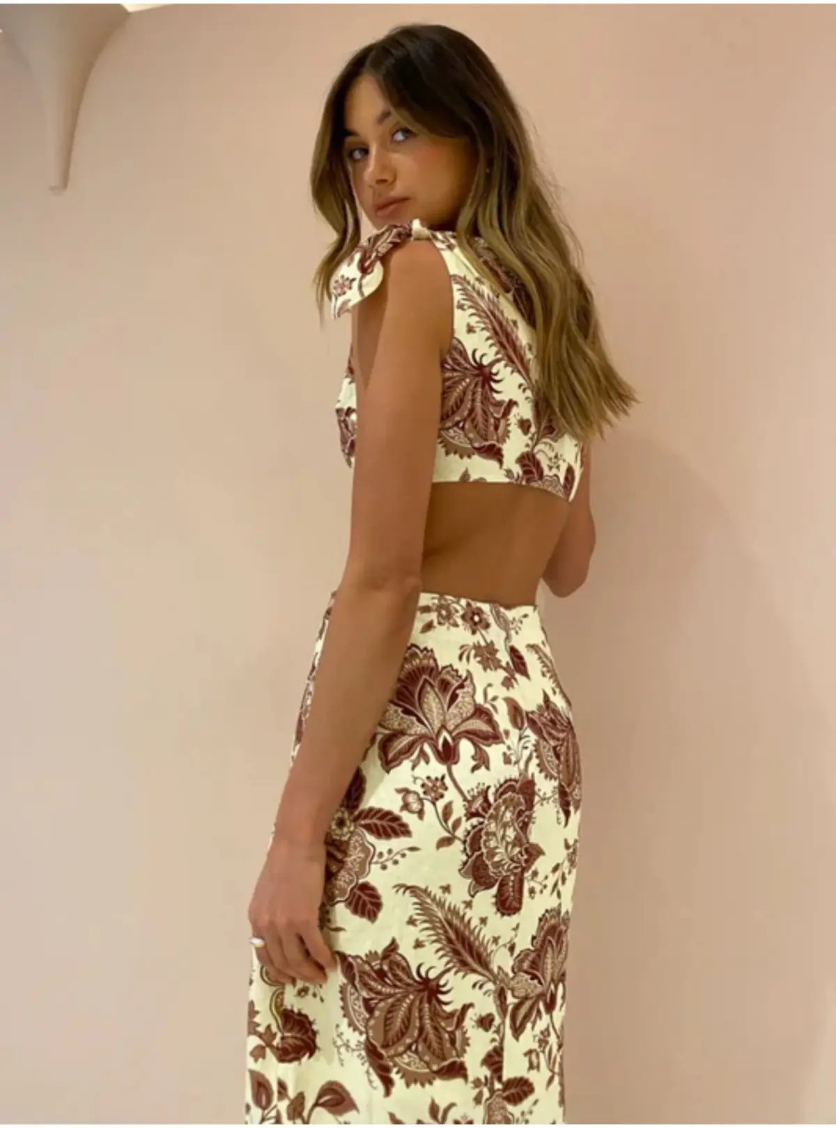 Sir The Label Rei Knot Midi Dress Citrus Lilium Print Size AU 8 photo 3