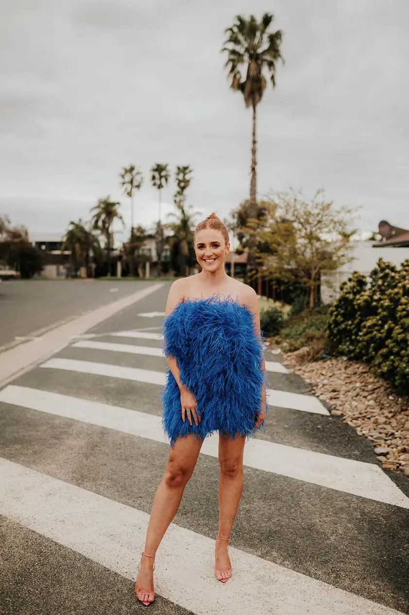 Samantha Lentini Feather Mini dress  in Blue Size AU 8 photo 2