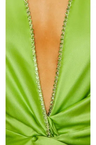 Khanums X Revolve Halter Gown With Slit Green Size 6 photo 4