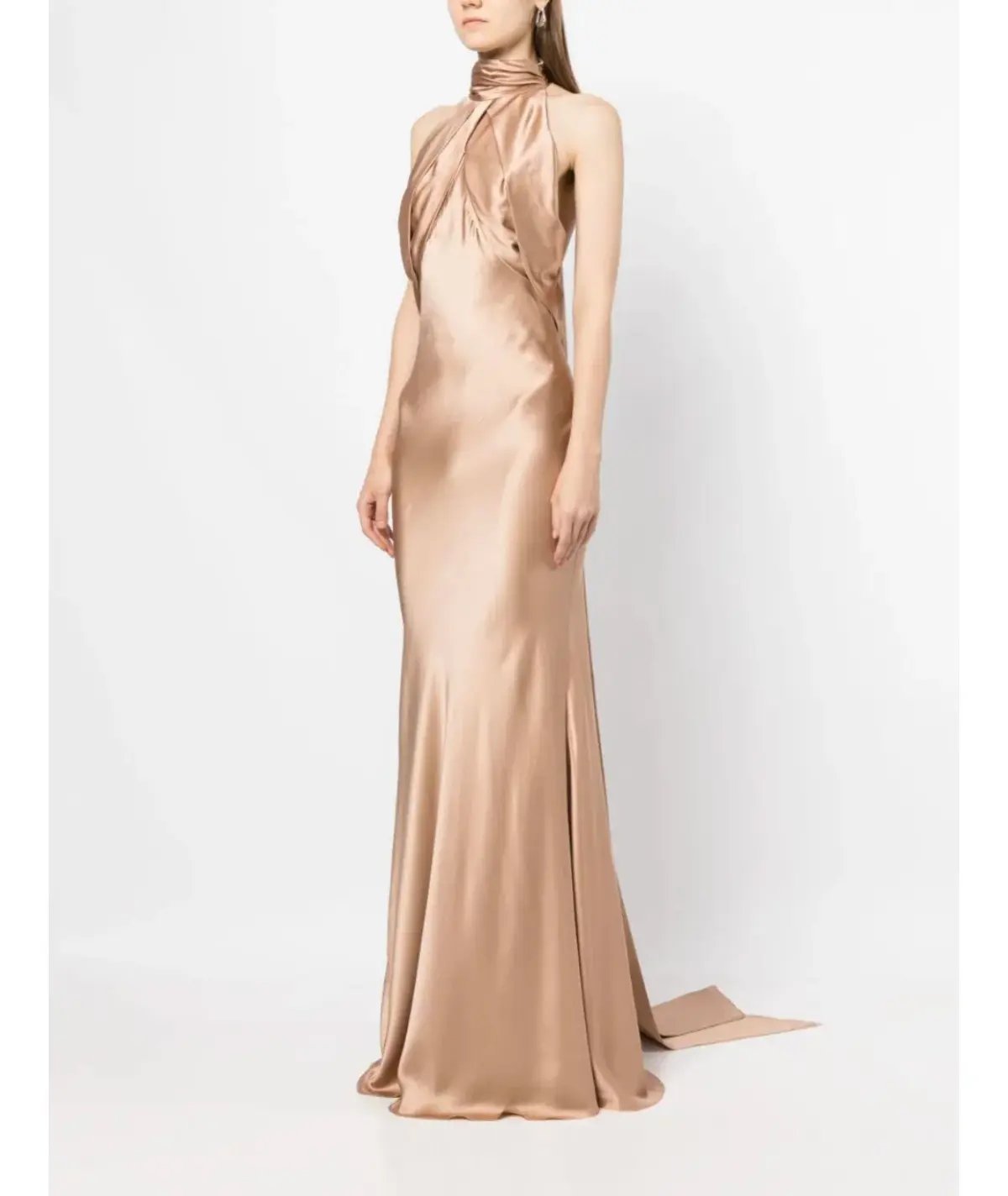 Rachel Gilbert Audrey Halterneck Dress Champagne Size 14 photo 2