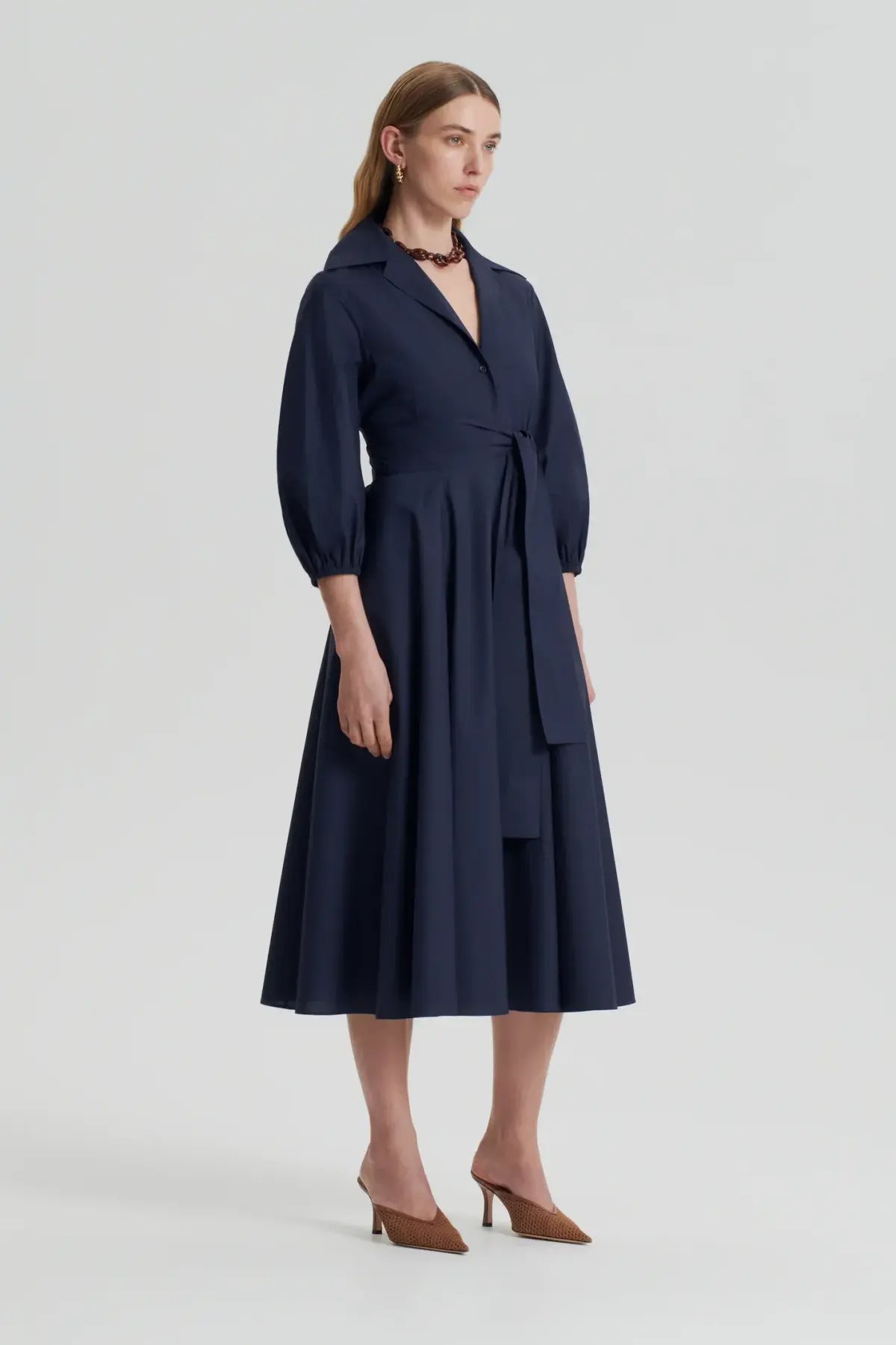 Scanlan Theodore Parachute Cotton Twist Dress Navy Size 10 photo 2