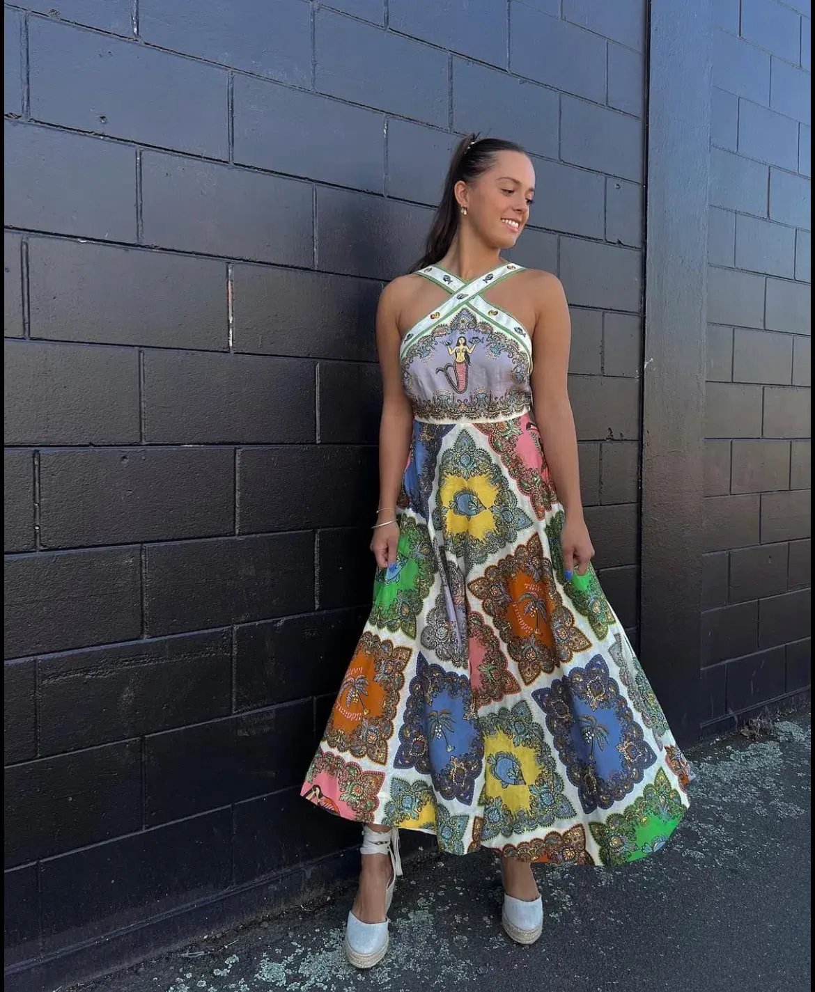 Alemais Trippy Troppo Halter Midi Dress Multicolored Size AU 10 photo 5