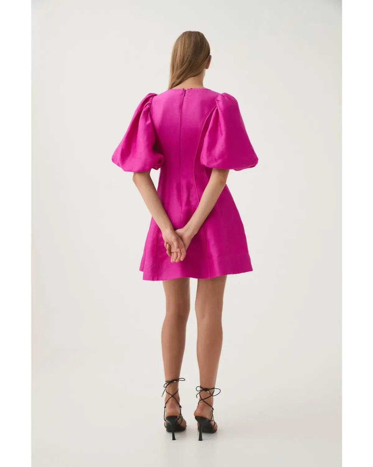 Aje Dusk Puff Sleeve Mini Dress in Deep Magenta Size AU 10 photo 2